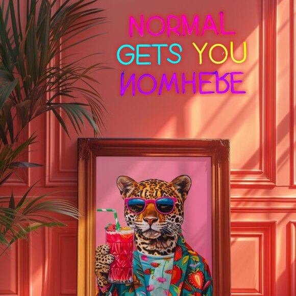 NORMAL GETS YOU NOWHERE Pink Red Neon Light LED Wall Indoor Room Dorm Decor - Picture 14 of 17